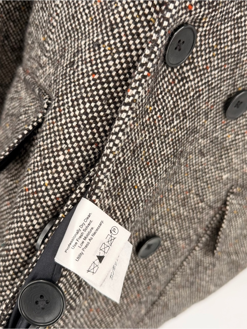 Eddie Bauer Wool Tweed Peacoat Women’s XL Double Breasted Black Cream - Picture 6 of 6